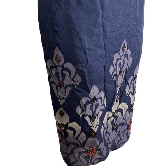 Jones New York Collection Womens Navy Silk Blend Short Sleeve V-Neck Dress sz 6 - Picture 7 of 16